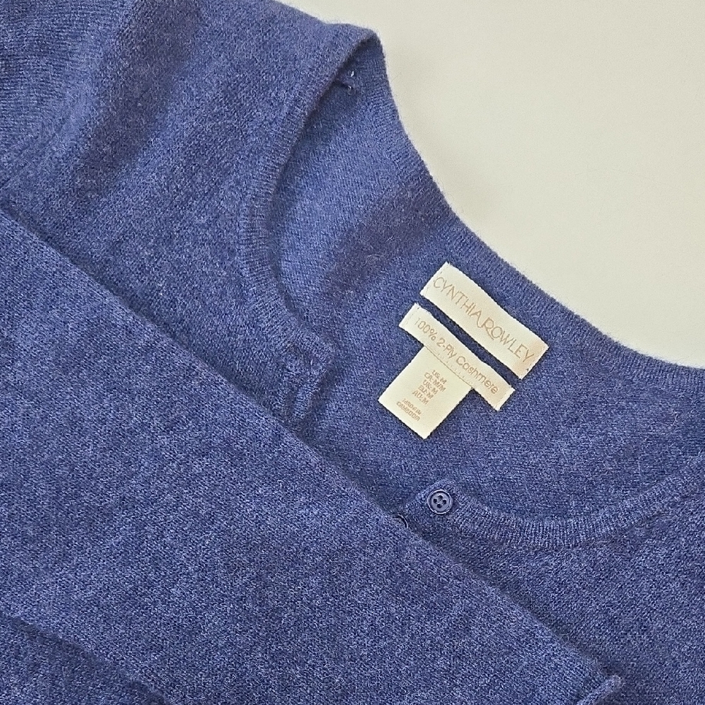Cynthia‎ Rowley 100% Cashmere Henley Sweater Women’s Medium Blue 2-Ply